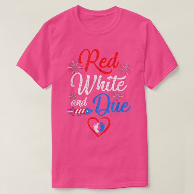 Red White And Due 4Th Of July Pregnancy Independen T Shirt (Design framsida)