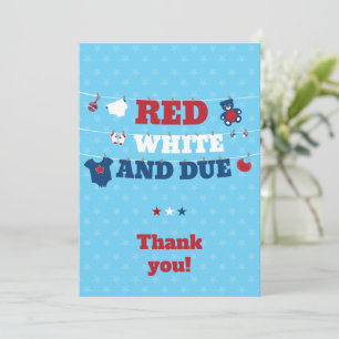 Red White and due Baby Shower Clothesline 4 juli Tack Kort