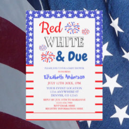 Red, White and due Baby Shower Inbjudningar