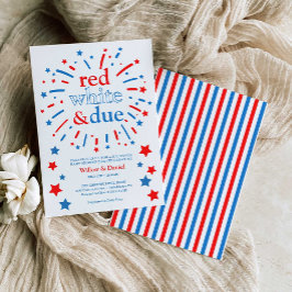Red White and due Baby Shower Inbjudningar