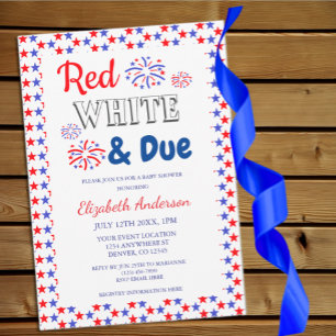 Red, White and due Baby Shower Inbjudningar