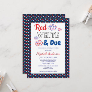 Red, White and due Baby Shower Inbjudningar