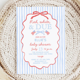 Red White and Due Baby Shower Invitation Inbjudningar