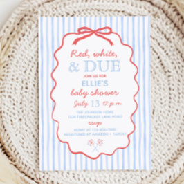 Red White and Due Baby Shower Invitation Inbjudningar