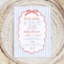 Red White and Due Baby Shower Invitation