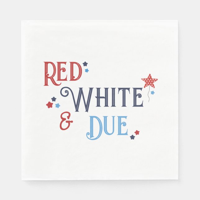 Red White and Due Baby Shower Invitation Pappersservett (Framsidan)