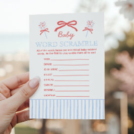 Red White and Due Baby Word Scramble Shower Game Rådkort