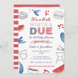 Red White and due Blue Co- Ed Par Baby Shower Inbjudningar