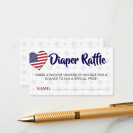 Red White and due Diaper Raffle Baby Shower Tilläggskort