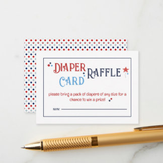 Red White and Due Diaper Raffle Card Tilläggskort