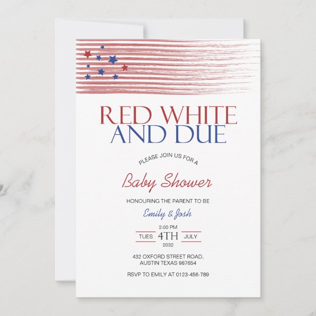 Red White and due USA flagga Baby Shower Inbjudningar (Framsida)