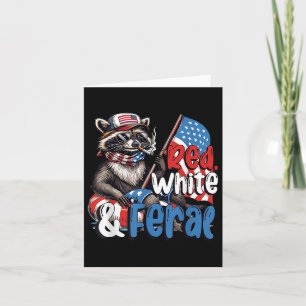 Red White and Feral Patriotic 4:e juli Kort