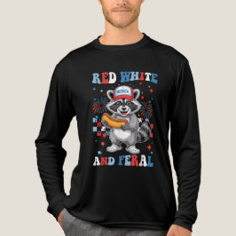 Red White and Feral Raccoon Cute 4:e juli T Shirt