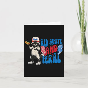 Red White and Feral Raccoon Funny USA 4 juli Kort