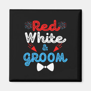 Red White and Groom FUNNY Bröllopsfest 4th of Jul Magnet
