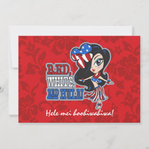 Red, White and Hula Girl Patriotic Inbjudningar