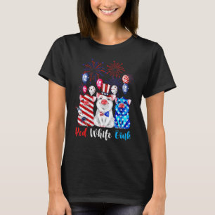 Red White and Oink Cute Gris 4:e juli USA flagga P T Shirt