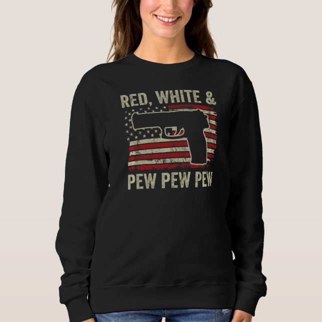 Red White and Pew Patriotic 9mm Pistol Pro Gun Us T Shirt (Framsida)