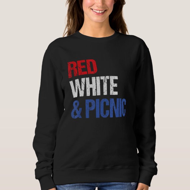 Red White and Picnic  4th of July T Shirt (Framsida)