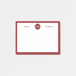 Red & White Anpassningsbar Initialer & Mobil Post-it Block
