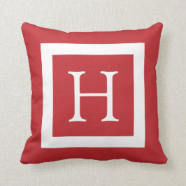 Red White Anpassningsbar Monogram Kudde