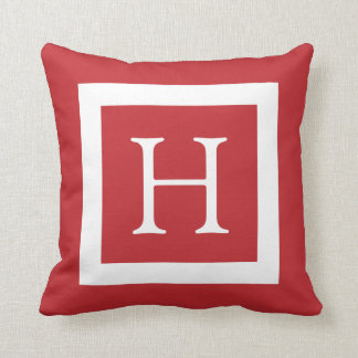 Red White Anpassningsbar Monogram Kudde
