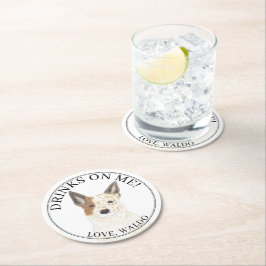 Red & White Australian Cattledog Heeler Bröllop Underlägg Papper Rund