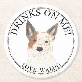 Red & White Australian Cattledog Heeler Bröllop Underlägg Papper Rund