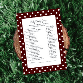 Red White Baby Bow Baby Candy Baby Shower Game Inbjudningar