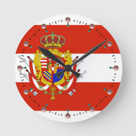 Red White Banner Grand Duchy i Toskana Rund Klocka
