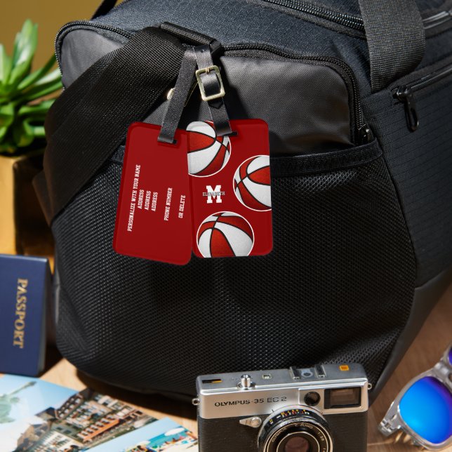 Red white basketball sport team färg bagagebricka (Fram & Baksida)