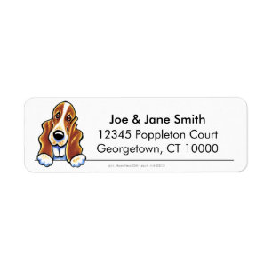 Red White Basset Hound Clean & Simple Returadress Etikett