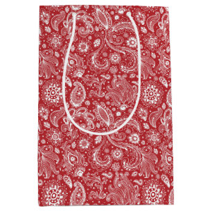 Red white batik boho stil blommigt paisley mönster