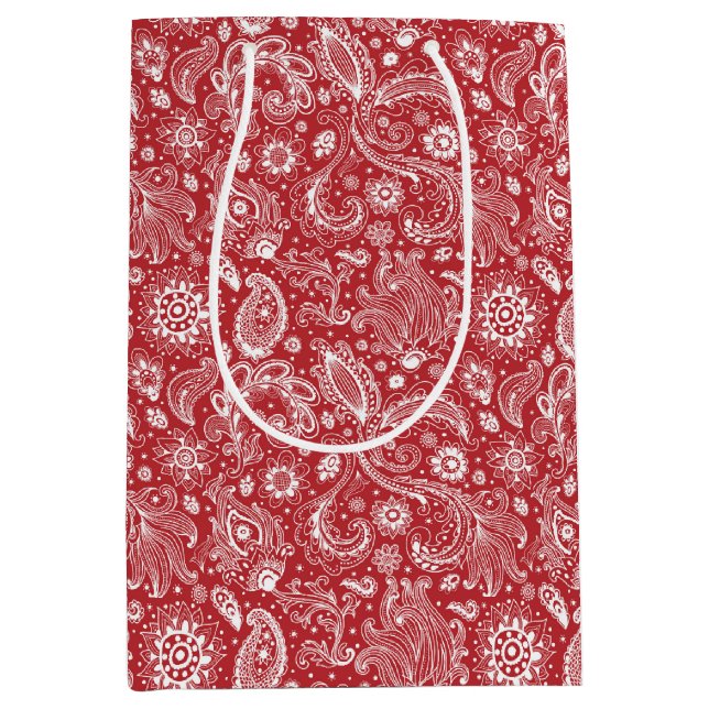 Red white batik boho stil blommigt paisley mönster (Framsidan)