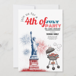 Red, White & BBQ 4:e juli-inbjudan Inbjudningar