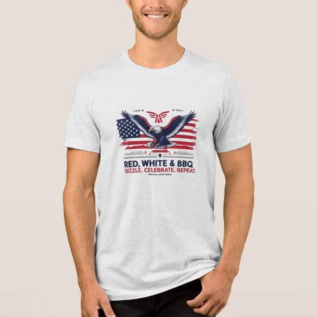 Red, White & BBQ - Soaring Eagle Premium Tri-Blend T Shirt (Framsida)