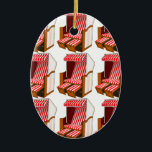 Red & White Beach-stolar Tema Ornament<br><div class="desc">Detta är en del av sommarsamlingen. Utskottets teman är framlagda. Perfekt för teman Möhippa,  Bröllop och patriotisk Helgdag.</div>