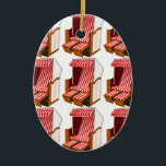 Red & White Beach-stolar Tema Ornament<br><div class="desc">Detta är en del av sommarsamlingen. Utskottets teman är framlagda. Perfekt för teman Möhippa,  Bröllop och patriotisk Helgdag.</div>