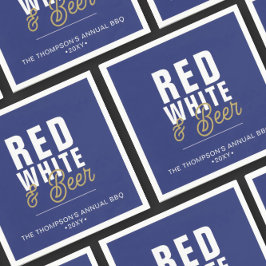 Red White & Beer 4:e juli Party Papper Pappersservett