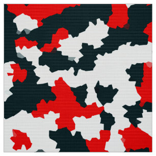 Red White Black Abstrakt Mönster Tyg