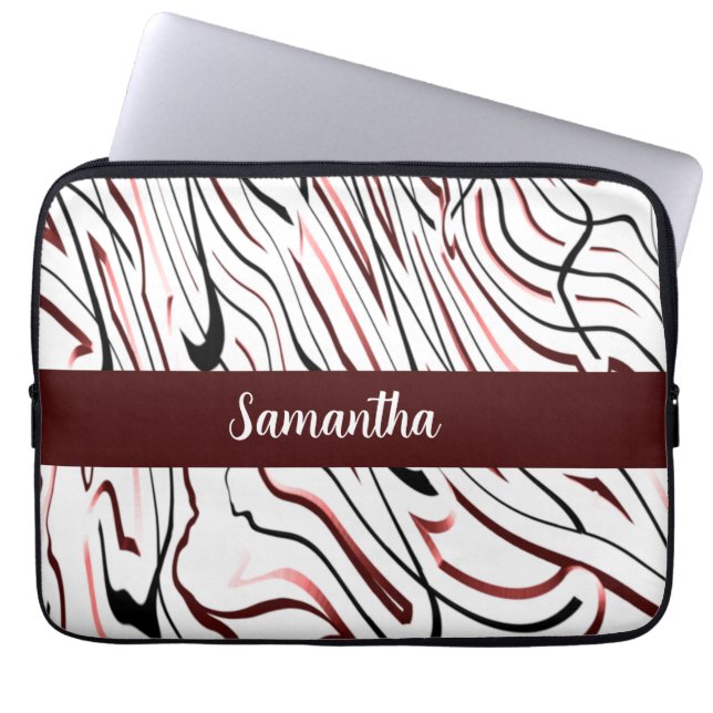 Red White Black Abstrakt rand design Laptop Fodral (Framsidan)