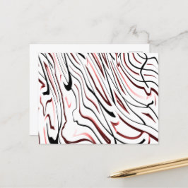 Red White Black Abstrakt rand design Vykort