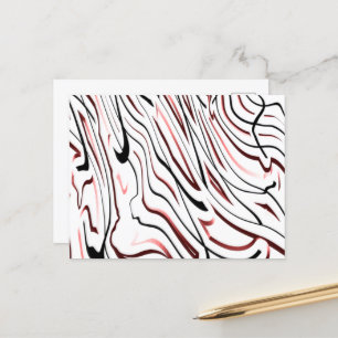 Red White Black Abstrakt rand design Vykort