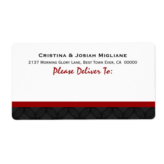 Red White Black Bröllop Bride and Groom B433 Fraktsedel (Framsidan)