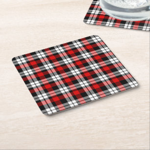Red White Black Buffalo Check Play Mönster Underlägg Papper Kvadrat