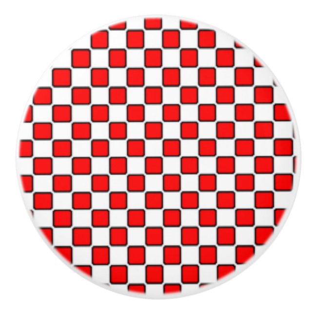 Red White Black Checkerboard Knopp (Framsidan)