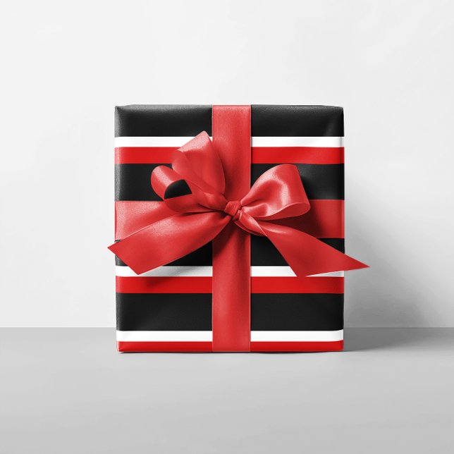Red White Black Colorblock Presentpapper (Red White Black Colorblock Wrapping Paper)