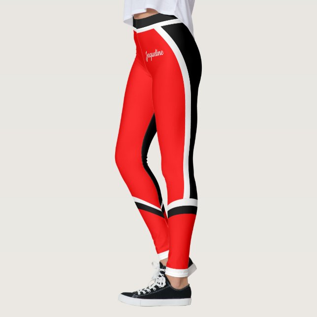 Red White Black (ditt namn) Leggings (Vänster)