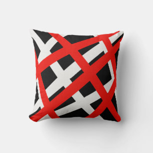 Red White Black Geometric Rand Kudde