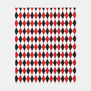 Red White Black Harlequin Diamond Mönster Fleecefilt